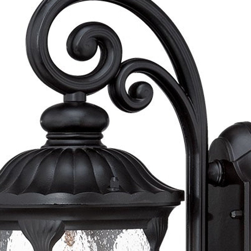Matte Black Cast Aluminum Glass Lantern Wall Sconce HomeRoots