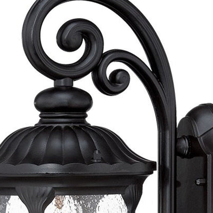 Matte Black Cast Aluminum Glass Lantern Wall Sconce HomeRoots