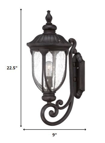 XL Black Cast Aluminum Glass Lantern Wall Light HomeRoots