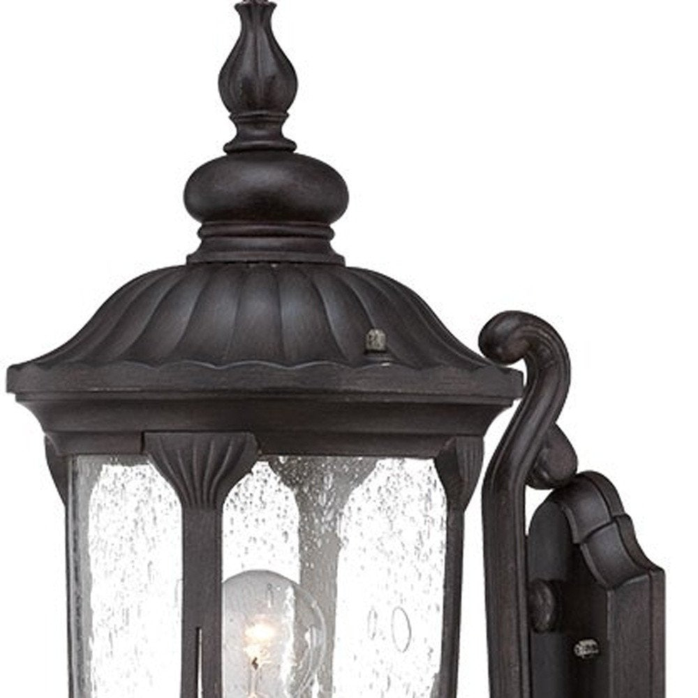XL Black Cast Aluminum Glass Lantern Wall Light HomeRoots