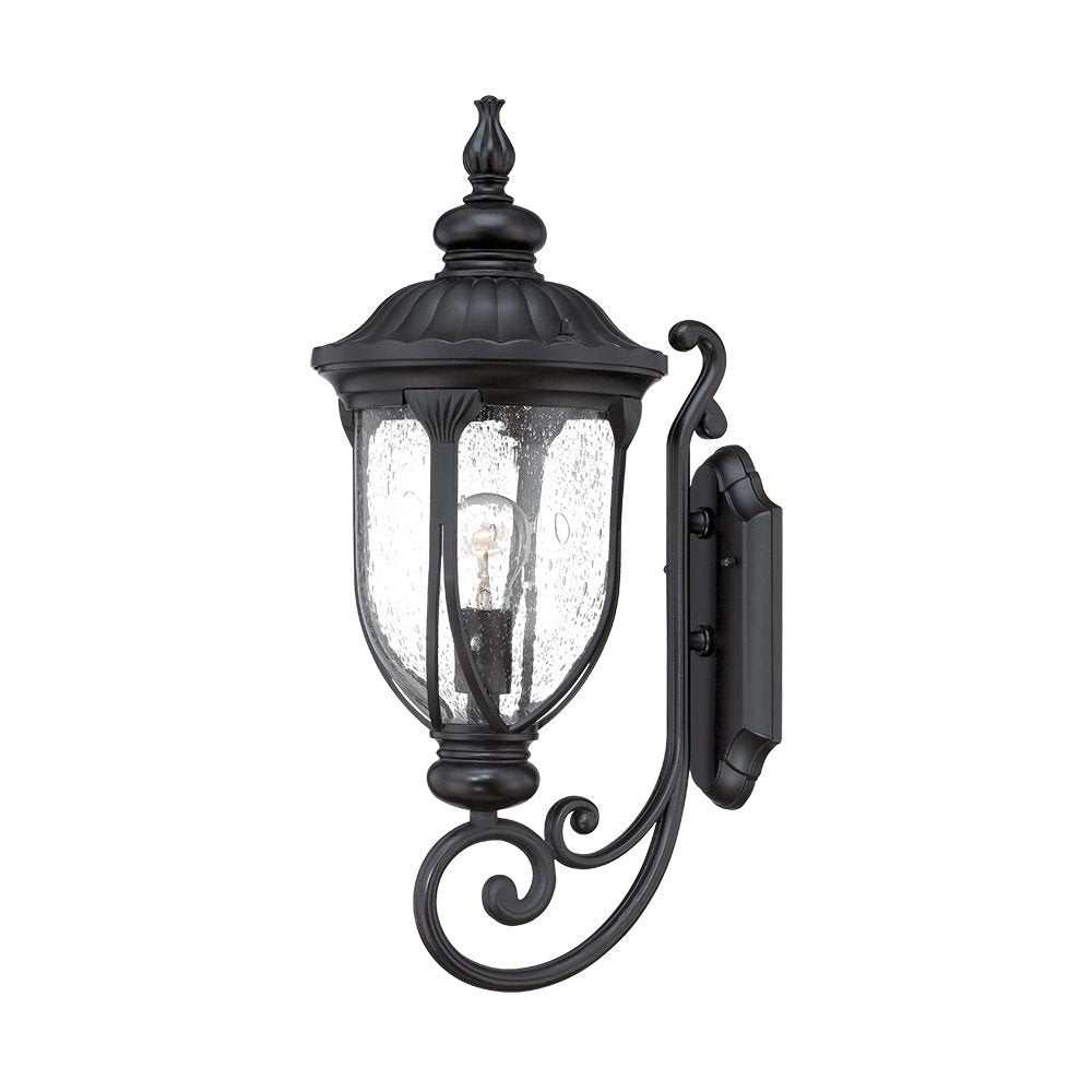 XL Matte Black Cast Aluminum Glass Lantern Wall Light HomeRoots