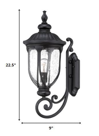 XL Matte Black Cast Aluminum Glass Lantern Wall Light HomeRoots