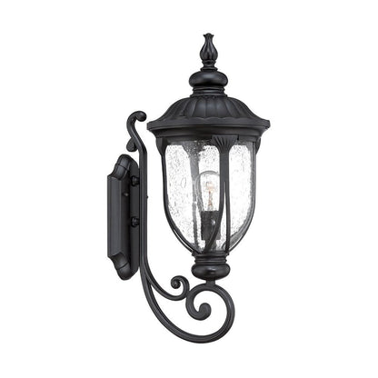 XL Matte Black Cast Aluminum Glass Lantern Wall Light HomeRoots