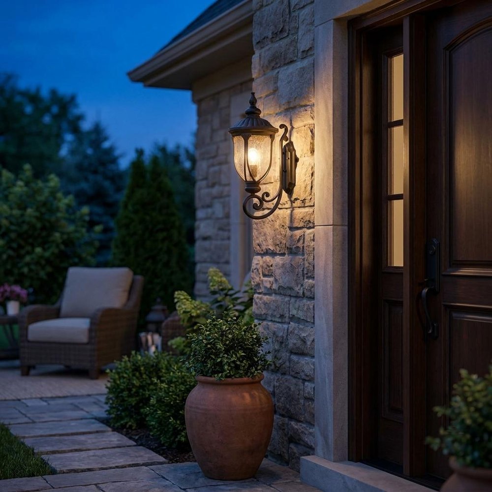 Black And Clear Seeded Dimmable Outdoor Hanging Light With Black And Clear Shades — view 6