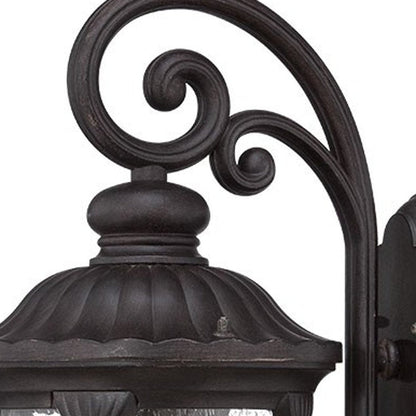 XL Black Cast Aluminum Glass Lantern Wall Sconce HomeRoots
