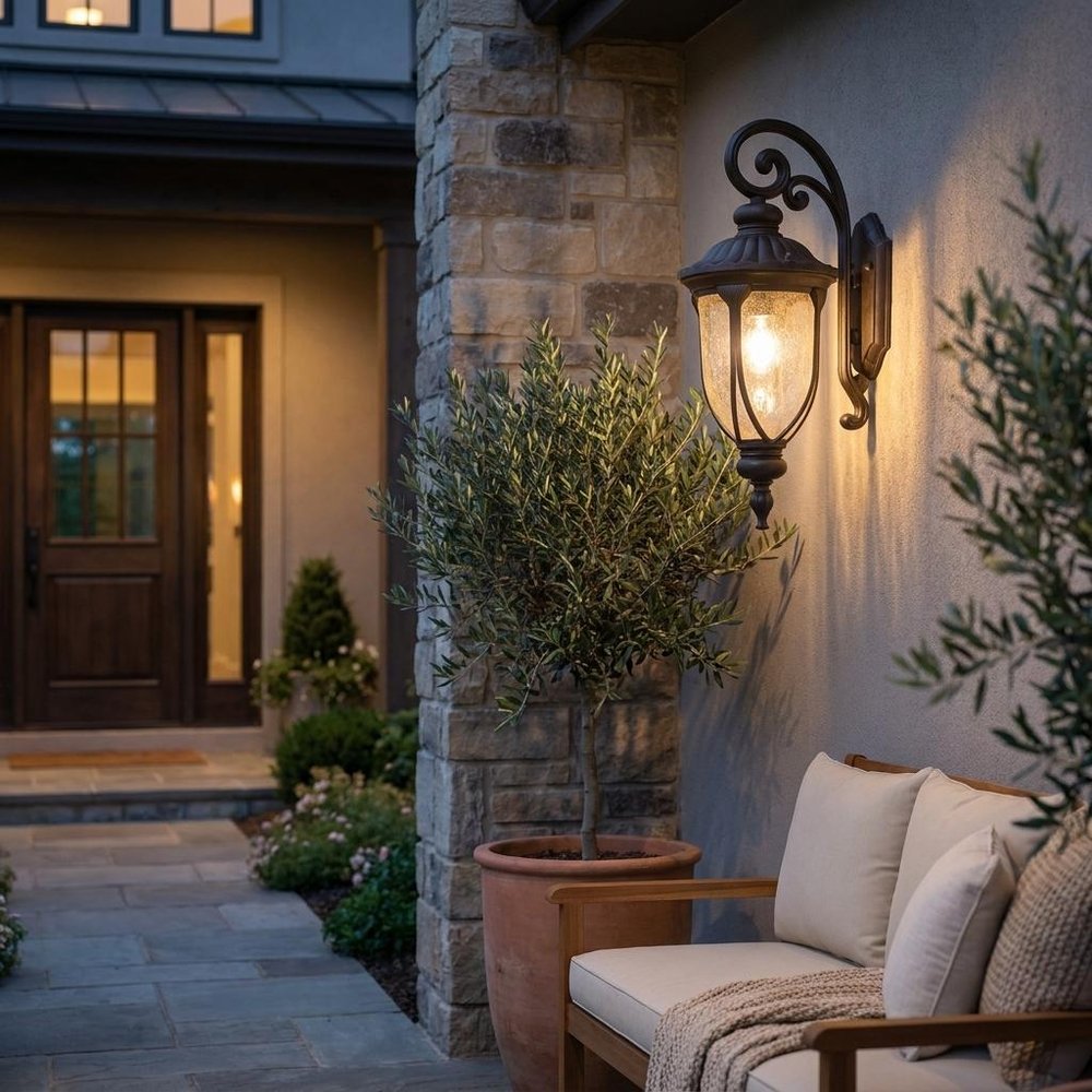 Black And Clear Seeded Dimmable Outdoor Hanging Light With Black And Clear Shades — view 1