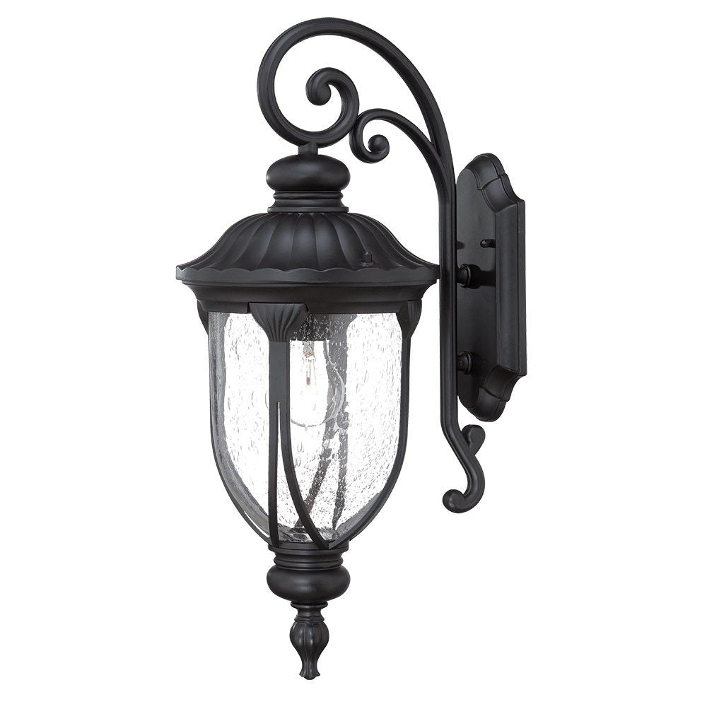 XL Matte Black Cast Aluminum Glass Lantern Wall Sconce HomeRoots