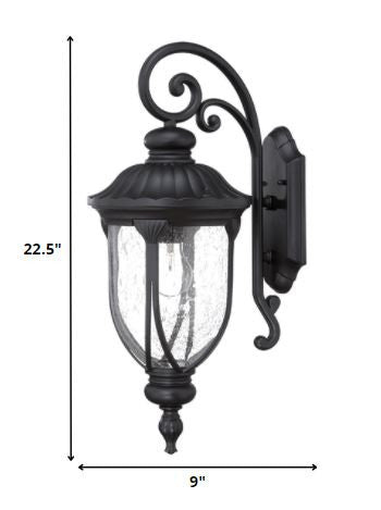 XL Matte Black Cast Aluminum Glass Lantern Wall Sconce HomeRoots