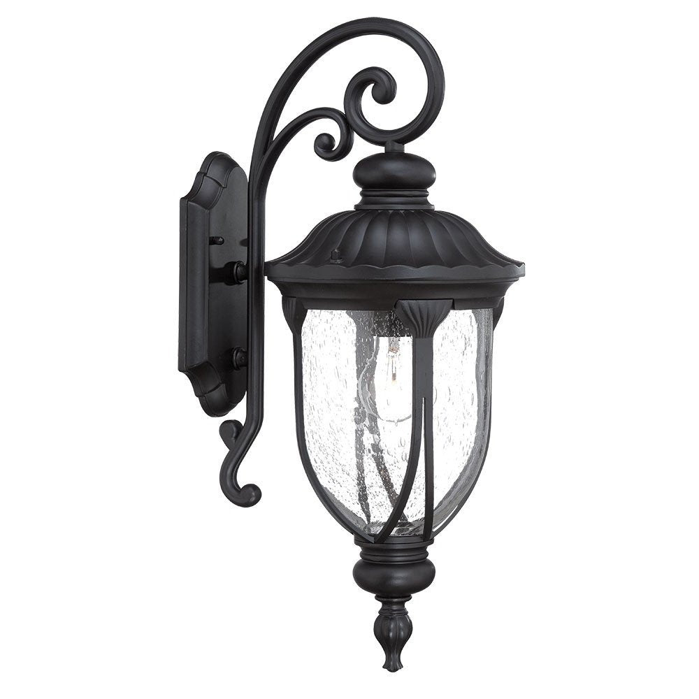 XL Matte Black Cast Aluminum Glass Lantern Wall Sconce HomeRoots