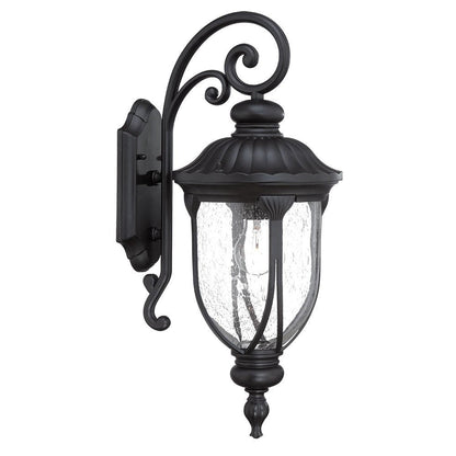 XL Matte Black Cast Aluminum Glass Lantern Wall Sconce HomeRoots