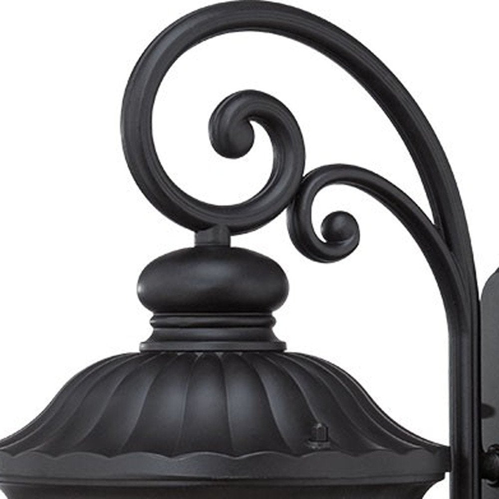 XL Matte Black Cast Aluminum Glass Lantern Wall Sconce HomeRoots