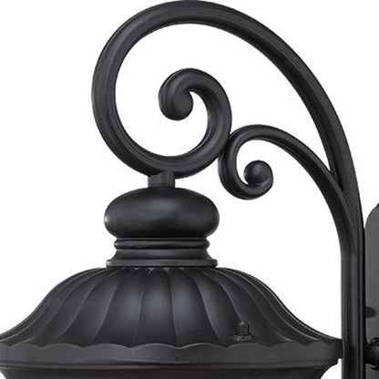 XL Matte Black Cast Aluminum Glass Lantern Wall Sconce HomeRoots