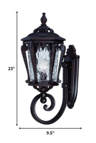 23" Black And Clear Metal and Glass Flush Mounted Sconce HomeRoots