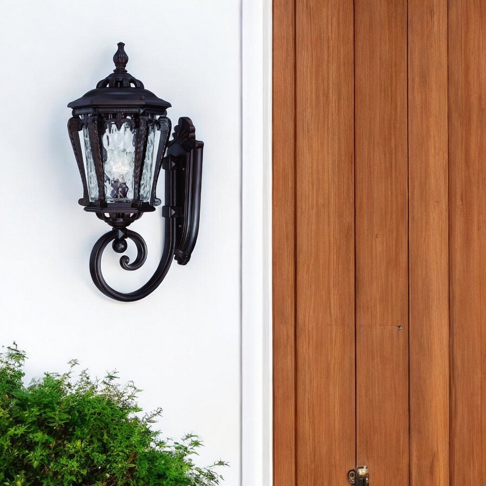 23" Black And Clear Metal and Glass Flush Mounted Sconce HomeRoots