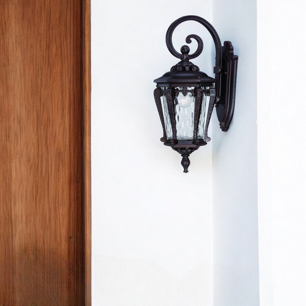 Black And Clear Hammered Dimmable Outdoor Hanging Light With Black And Clear Shades — view 1