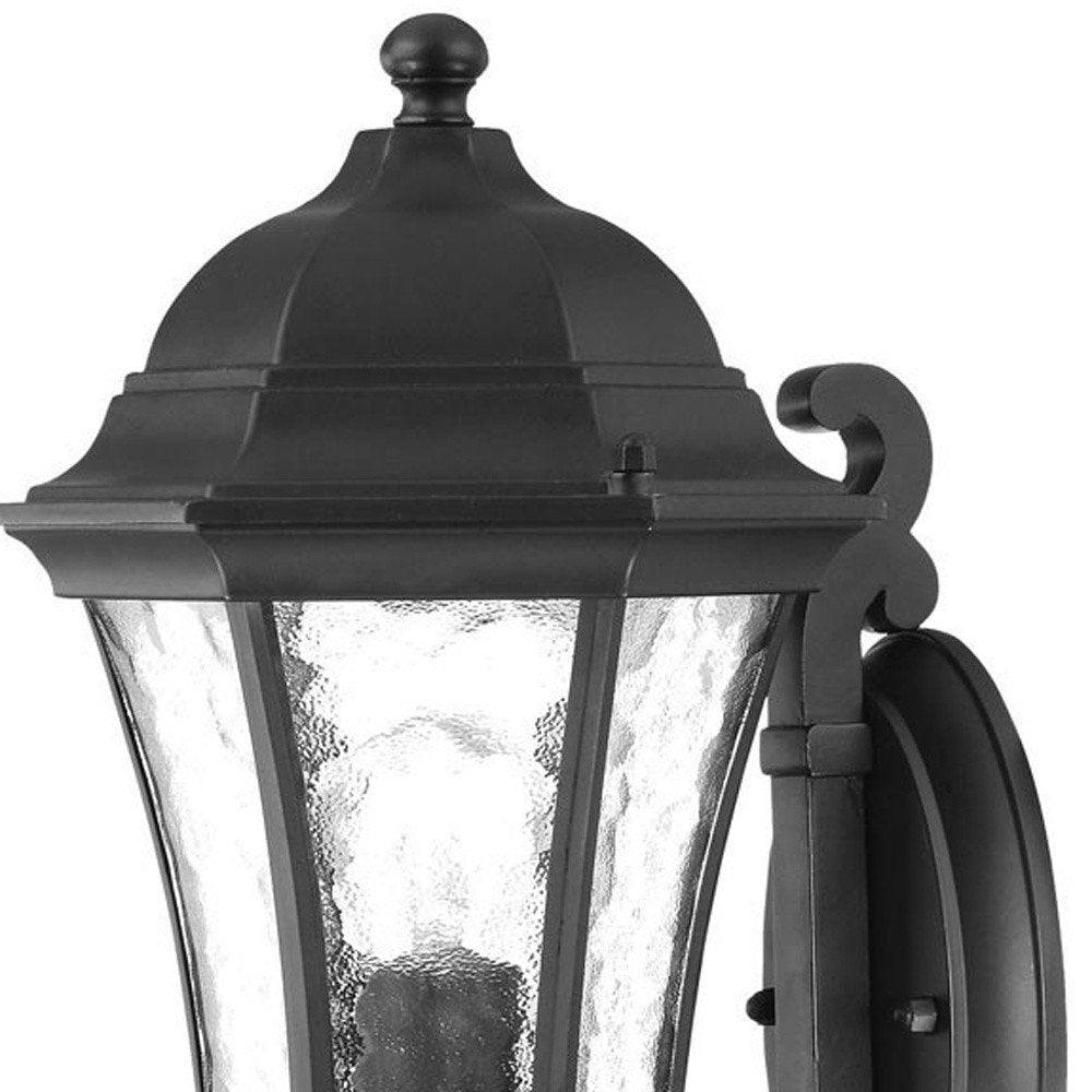 Black And Clear Hammered Dimmable Outdoor Hanging Light With Black And Clear Shades HomeRoots