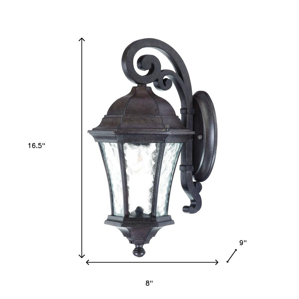 Antique Black Tapered Hanging Lantern Wall Light — view 4