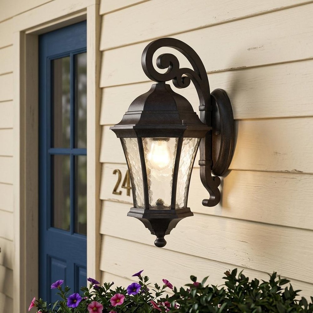 Antique Black Tapered Hanging Lantern Wall Light — view 5