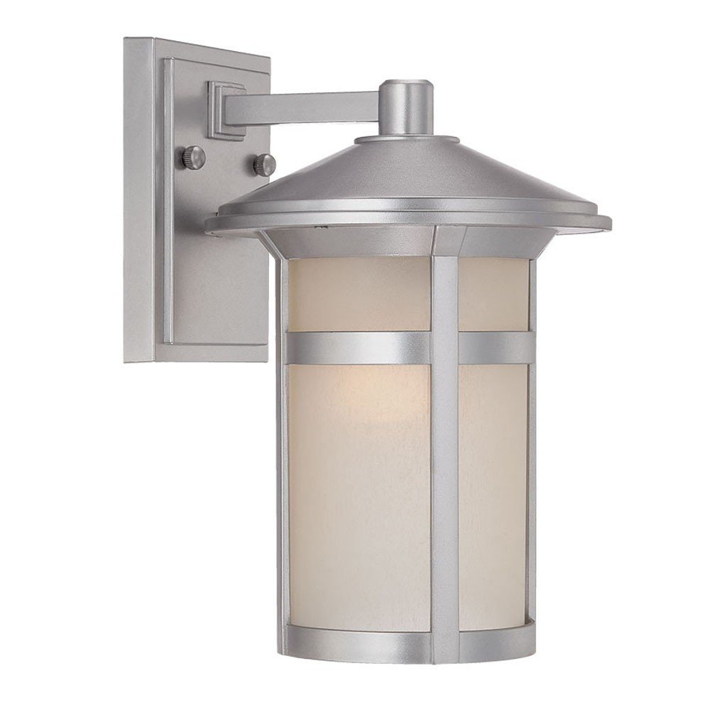 Silver And White Frosted Dimmable Outdoor Hanging Light With Silver And White Shades — view 2