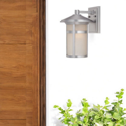 Brushed Silver Round White Glass Wall Light HomeRoots