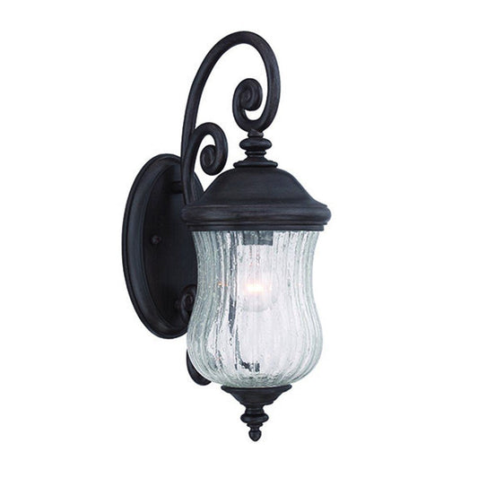 Black And Clear Seeded Dimmable Outdoor Hanging Light With Black And Clear Shades
