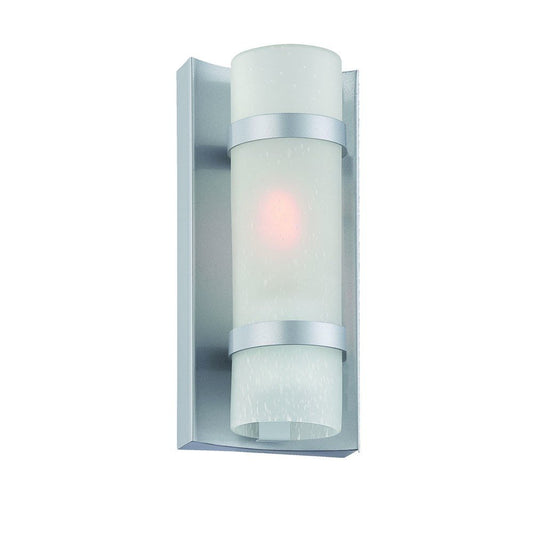 Brushed Silver and White Glass Wall Sconce HomeRoots