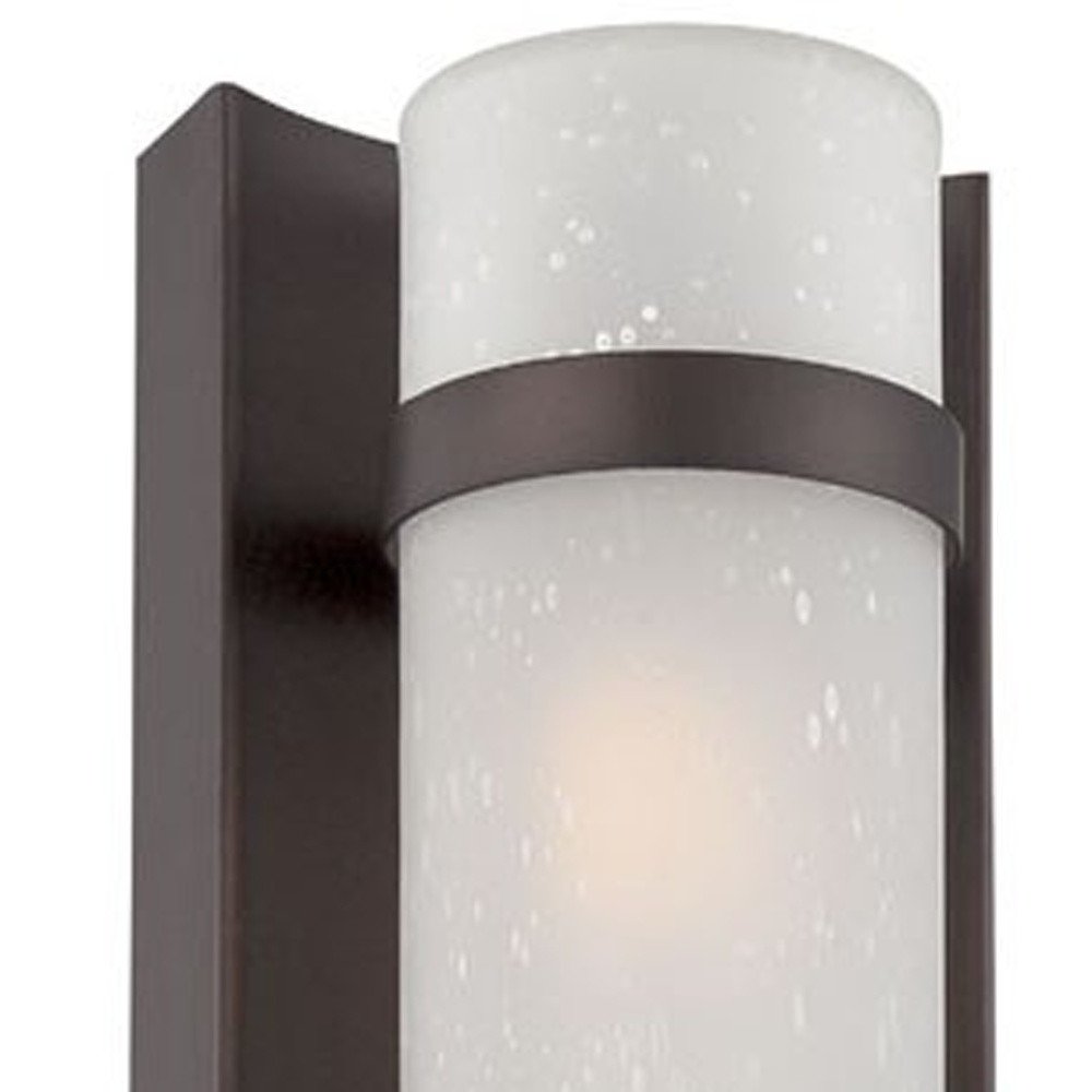 Two Light Bronze and White Glass Wall Sconce — view 4
