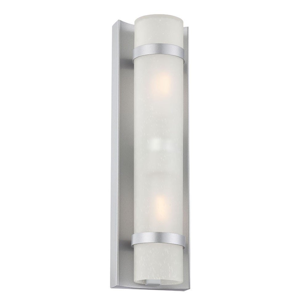 Two Light Brushed Silver and White Glass Wall Sconce HomeRoots