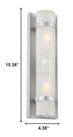 Two Light Brushed Silver and White Glass Wall Sconce HomeRoots