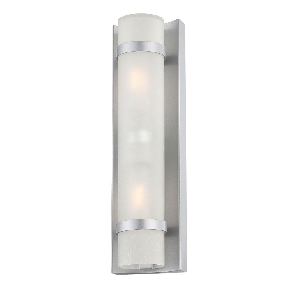 Two Light Brushed Silver and White Glass Wall Sconce HomeRoots