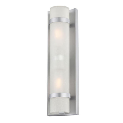 Two Light Brushed Silver and White Glass Wall Sconce HomeRoots