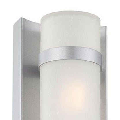 Two Light Brushed Silver and White Glass Wall Sconce - FurniFindUSA