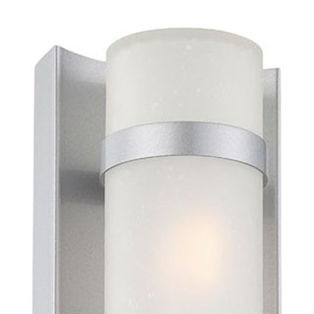 Two Light Brushed Silver and White Glass Wall Sconce HomeRoots