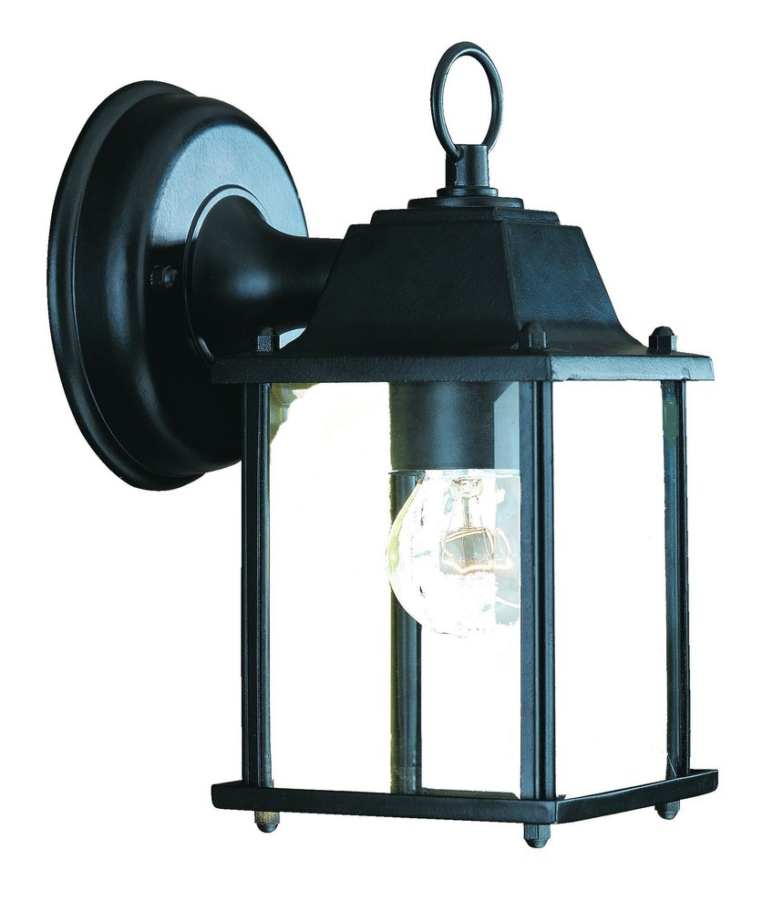 Matte Black Hanging Glass Lantern Wall Light — view 1