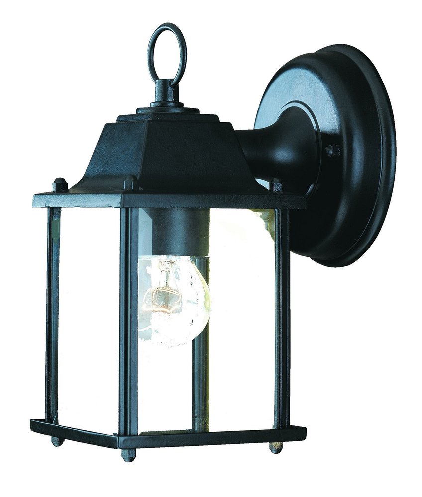 Matte Black Hanging Glass Lantern Wall Light — view 3