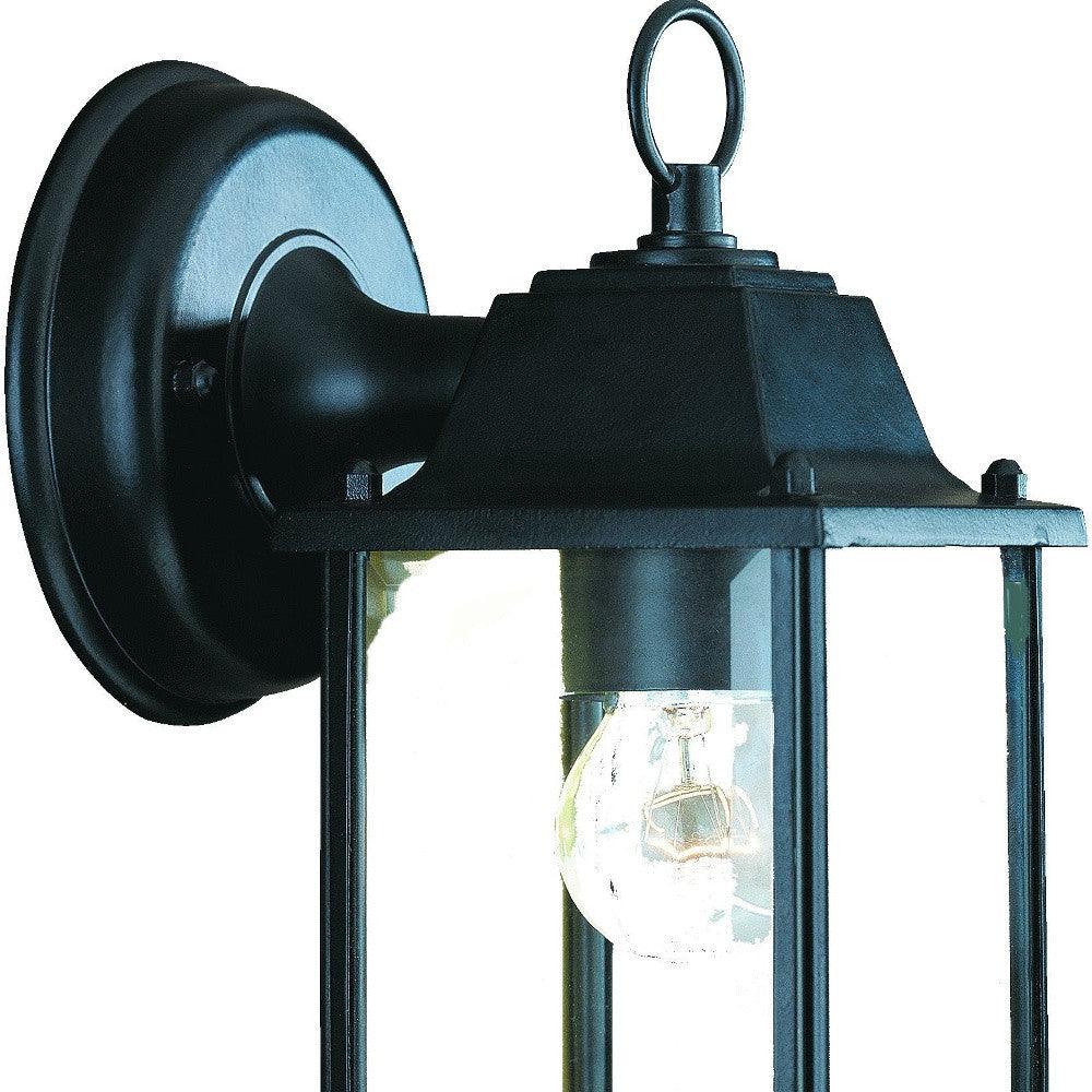 Matte Black Hanging Glass Lantern Wall Light - FurniFindUSA