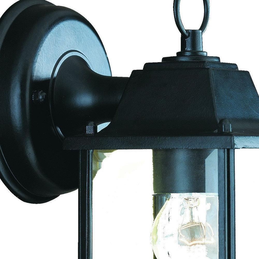 Matte Black Hanging Glass Lantern Wall Light - FurniFindUSA