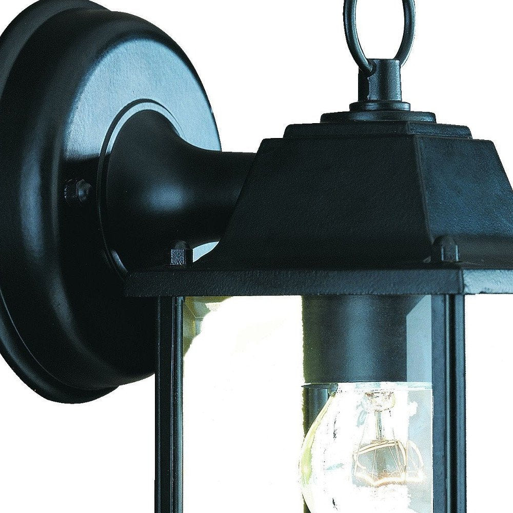 Matte Black Hanging Glass Lantern Wall Light — view 5