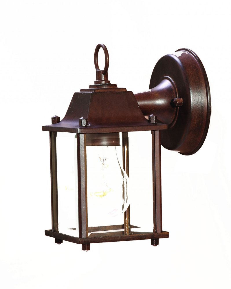 Dark Brown Hanging Glass Lantern Wall Light — view 1