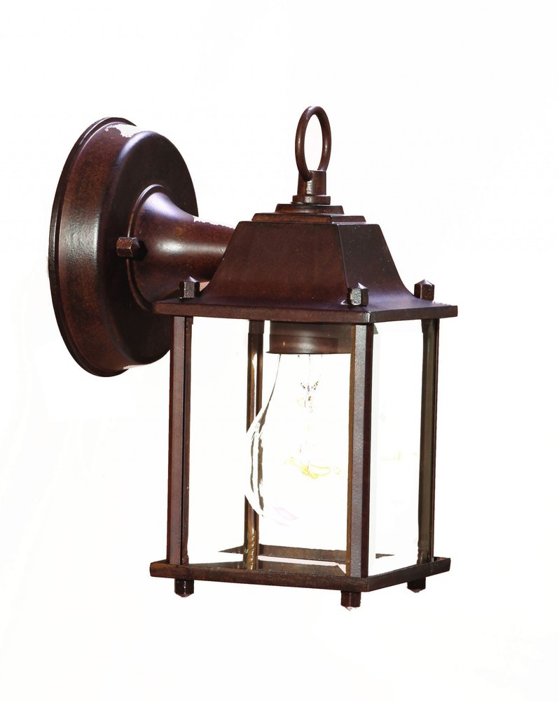 Dark Brown Hanging Glass Lantern Wall Light — view 3