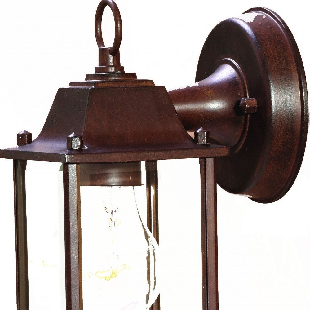 Dark Brown Hanging Glass Lantern Wall Light — view 4