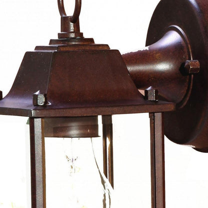 Dark Brown Hanging Glass Lantern Wall Light - FurniFindUSA