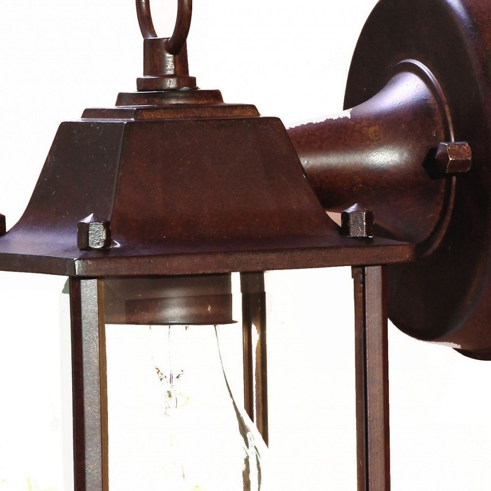 Dark Brown Hanging Glass Lantern Wall Light — view 5