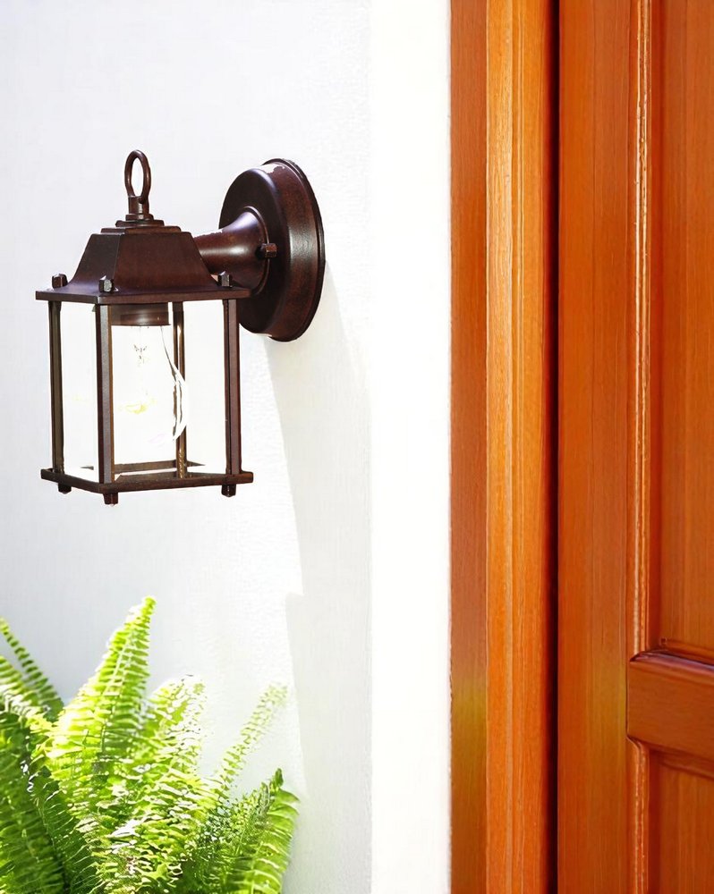Dark Brown Hanging Glass Lantern Wall Light — view 6