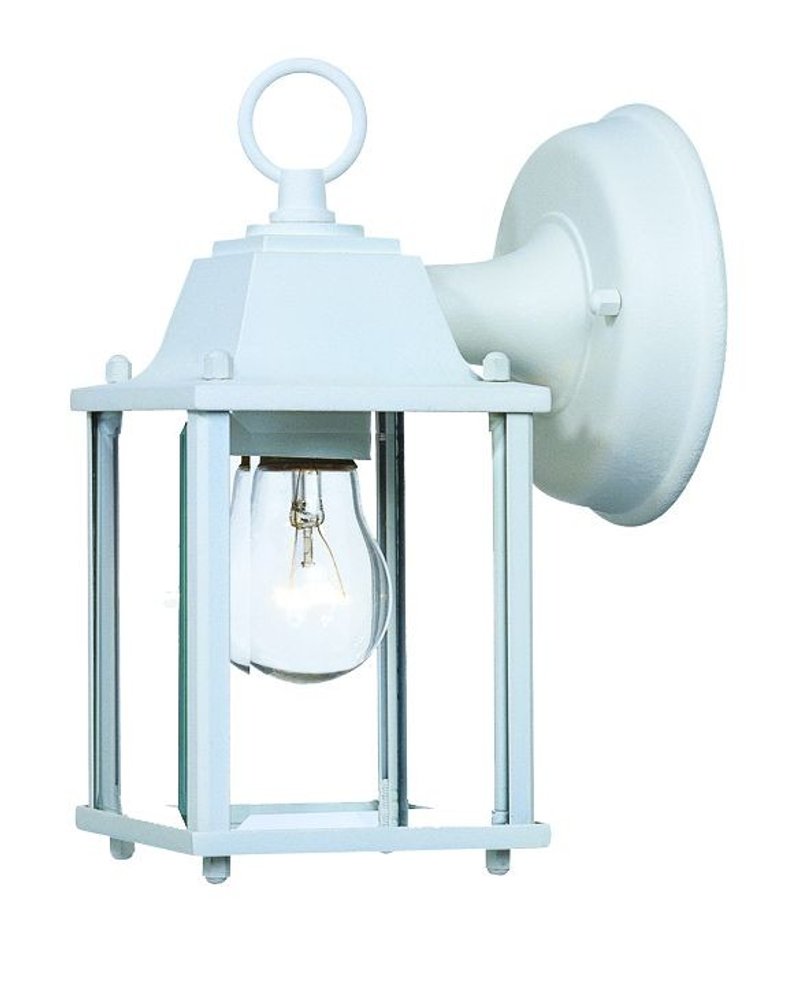White Hanging Glass Lantern Wall Light — view 1