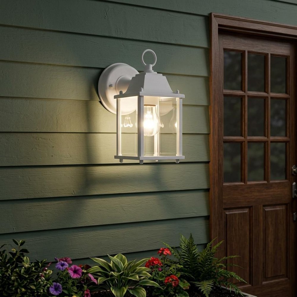 White Hanging Glass Lantern Wall Light — view 6