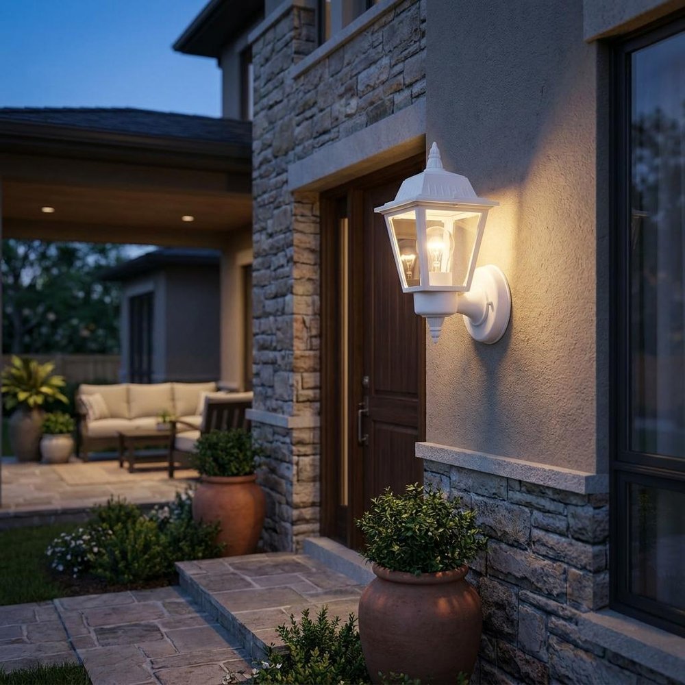 White Cast Aluminum Outdoor Wall Light — view 1
