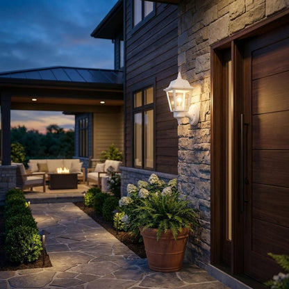 White Cast Aluminum Outdoor Wall Light HomeRoots