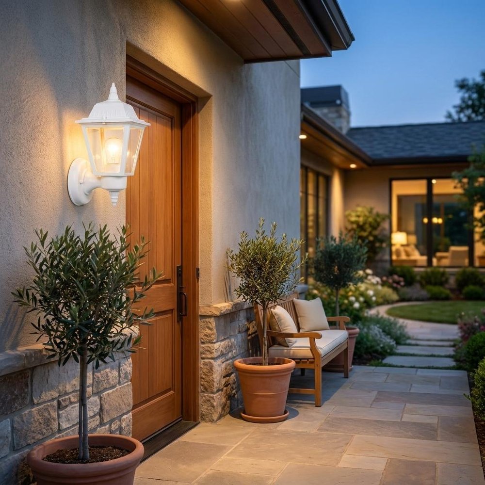 White Cast Aluminum Outdoor Wall Light HomeRoots