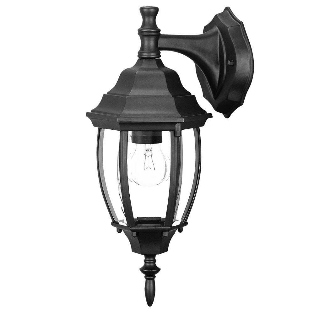 Matte Black Hanging Globe Lantern Wall Light — view 1